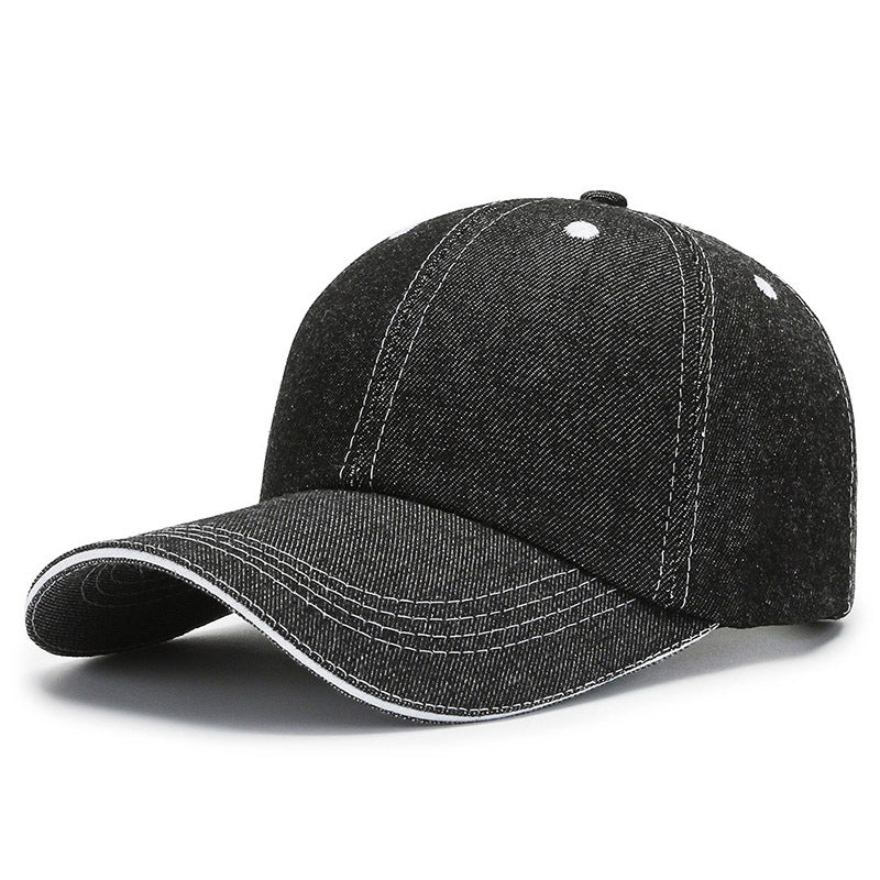 Wholesale Denim baseball cap outdoor solid color round top wide brim sun hat